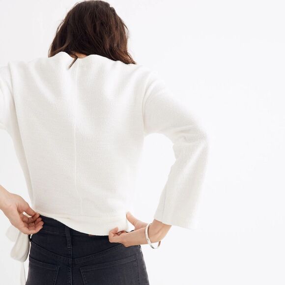 Madewell Texture & Thread Wrap Boucle Top in Bright Ivory Size S - Picture 10 of 11